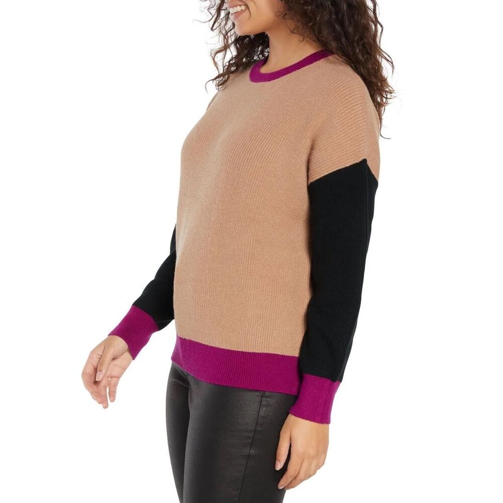 Express Tan Color-block Relaxed Sweater Sz XS - NEW